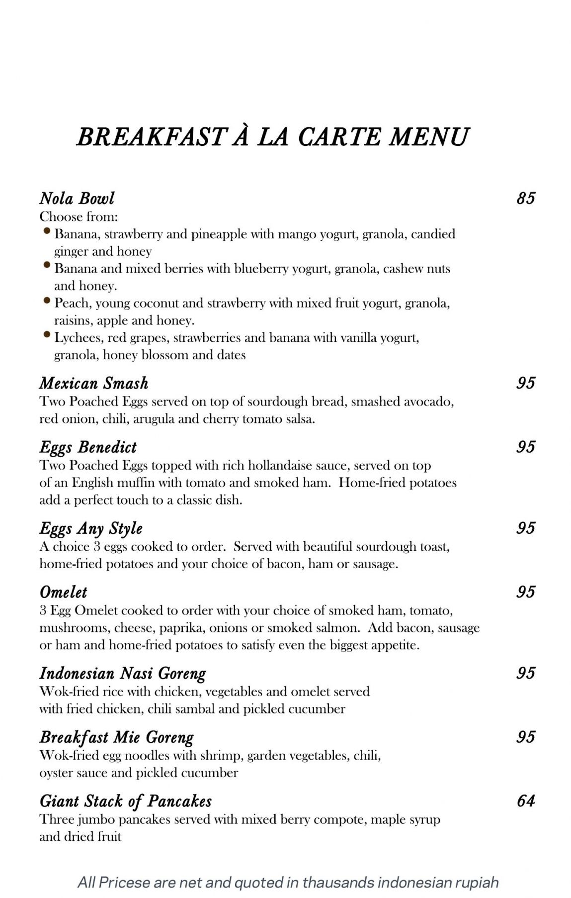 Breakfast Menu|Sungai Restaurant